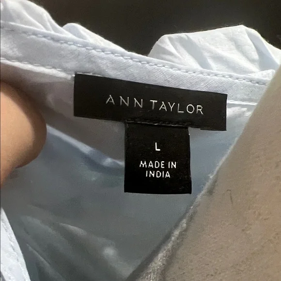 Ann Taylor Light Blue Sleeveless Ruffle Blouse - Picture 2 of 6